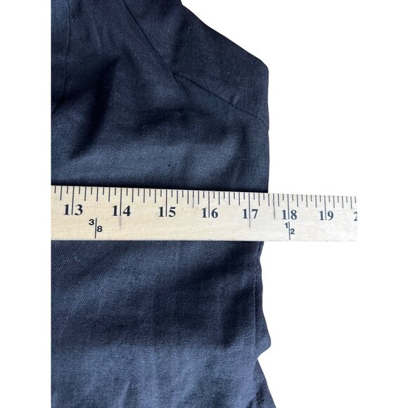 House Of Harlow Black Halter Smocked Linen Blend Bubble Hem Mini Dress Large - Picture 3 of 14